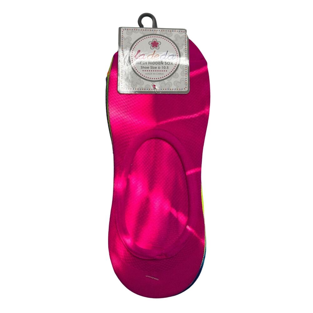 La de da Women’s Mesh Hidden Sox Sz 6-10 6 Pair Neon Colors